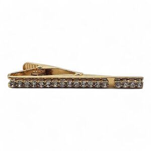 Italian Tie Bar/Clip with crystals in gold - vintage 190044